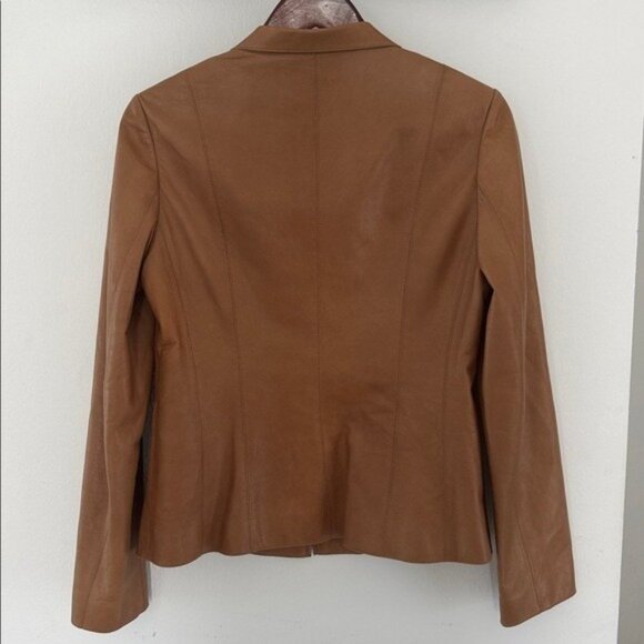 Cole Hann Lambskin Leather Jacket Womens Small Full Zip Tan - Picture 8 of 16